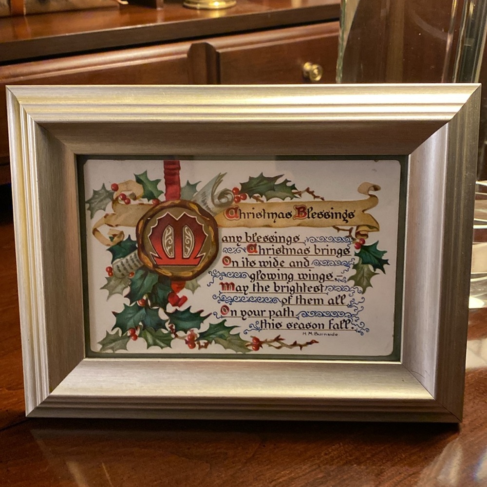 Christmas Blessings Framed Art with Holly Design